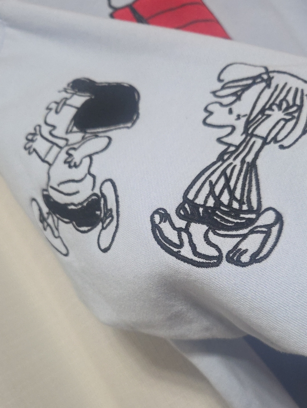 Peanuts Light Blue Crewneck with Snoopy & Red Doghouse-Embroidred - Picture 5 of 12